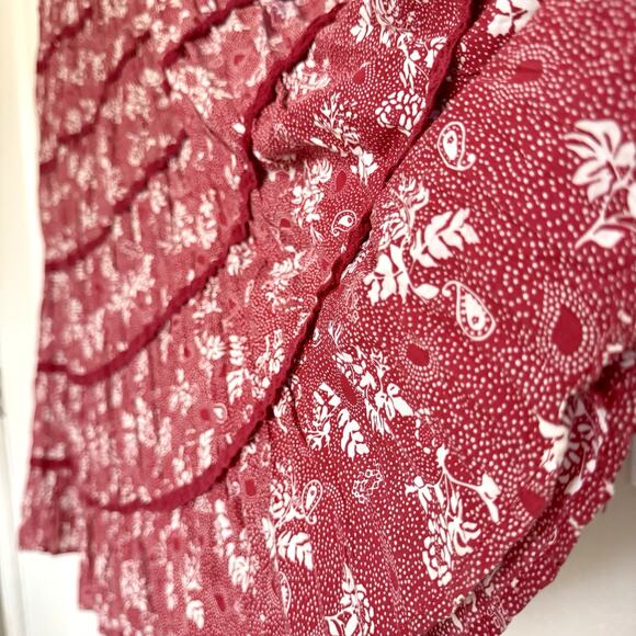 Napa Valley Red/White Tiered Ruffle Flowy Maxi Skirt ~ Size Large ~ Cotton Blend - Picture 3 of 11
